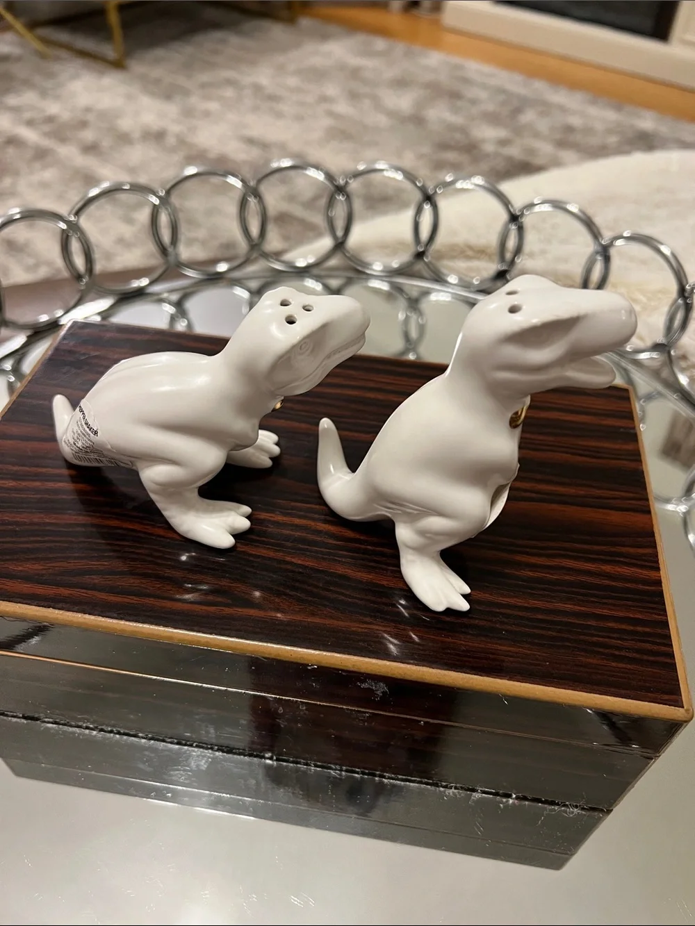 White Ceramic Dinosaur Salt and Pepper Shaker Set - Home Accents